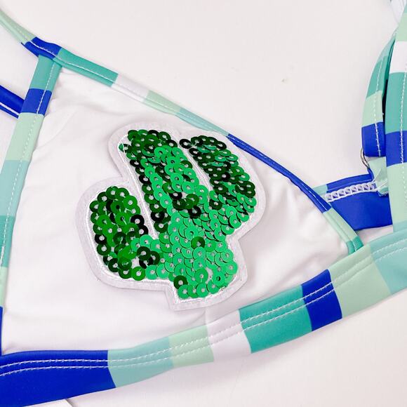 KENSIE Cactus Sequin Two Piece Bikini Boho XS y2k - Picture 4 of 9